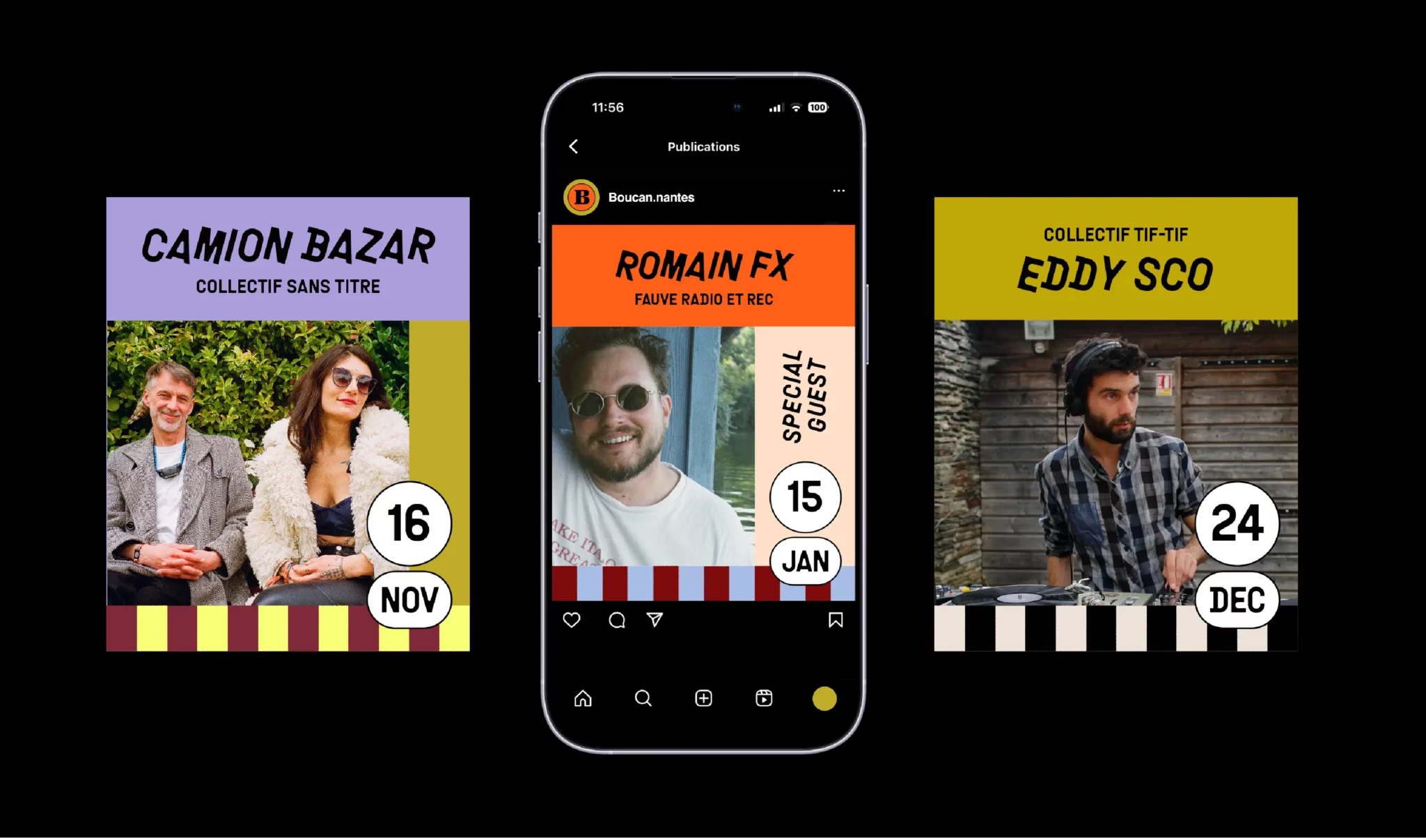 Visuels réseaux sociaux Showbis présentant les artistes du festival