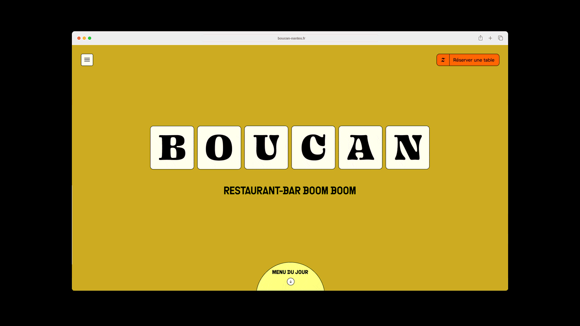 Maquette du site internet du restaurant Boucan.